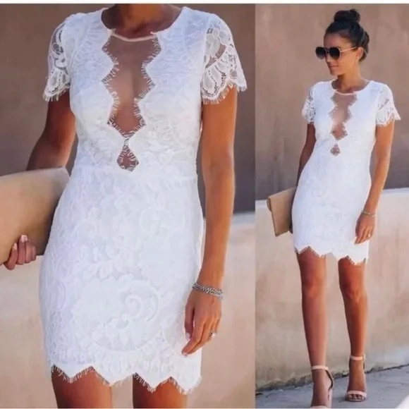 guizio dainty lace knit mini dress Guizio Leila Mini Dress White / XL